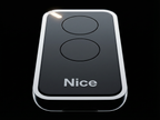 Black remote control with 'Nice' branding on a black background