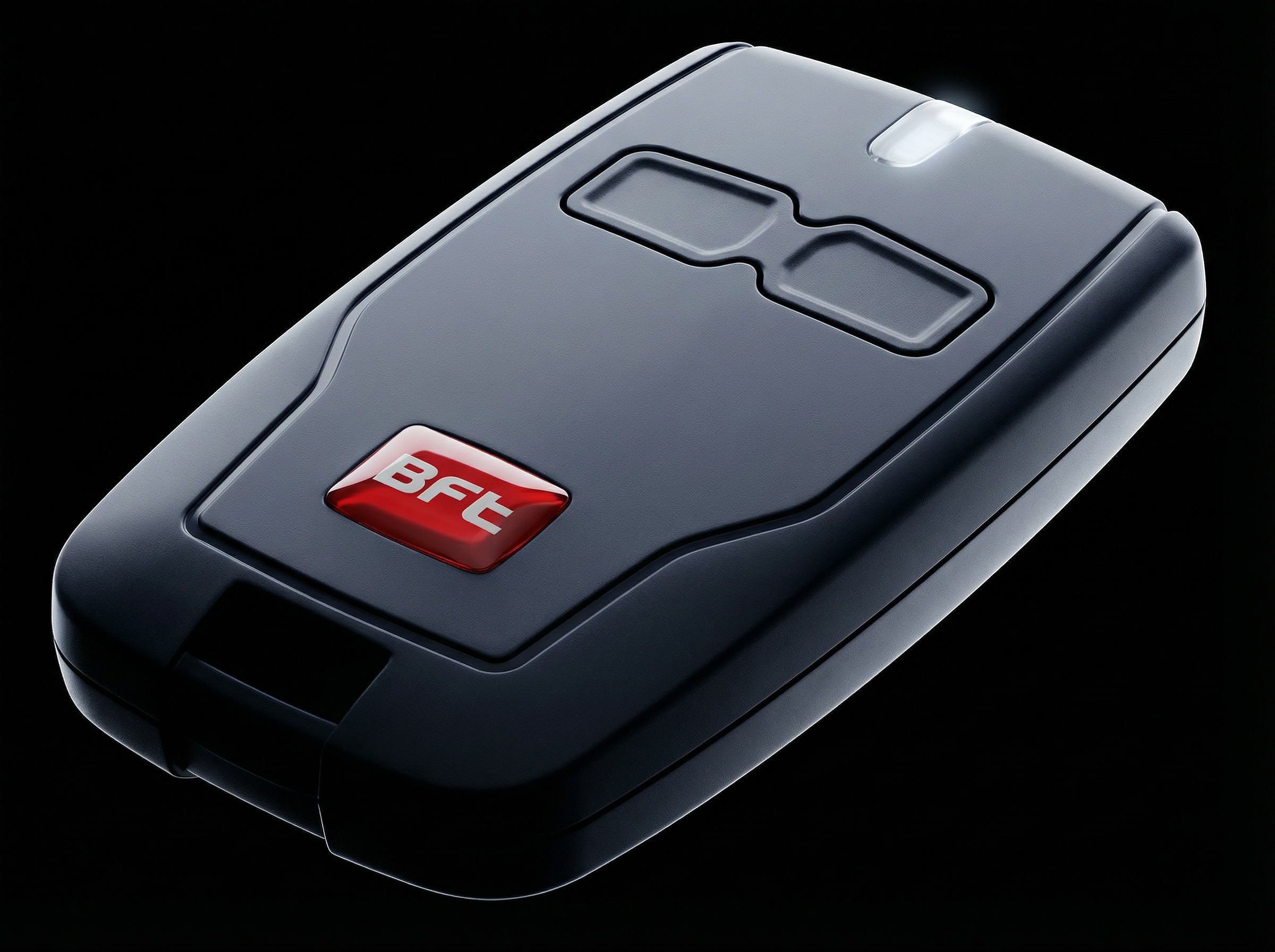 Black electronic device with a red 'BFT' logo on a black background