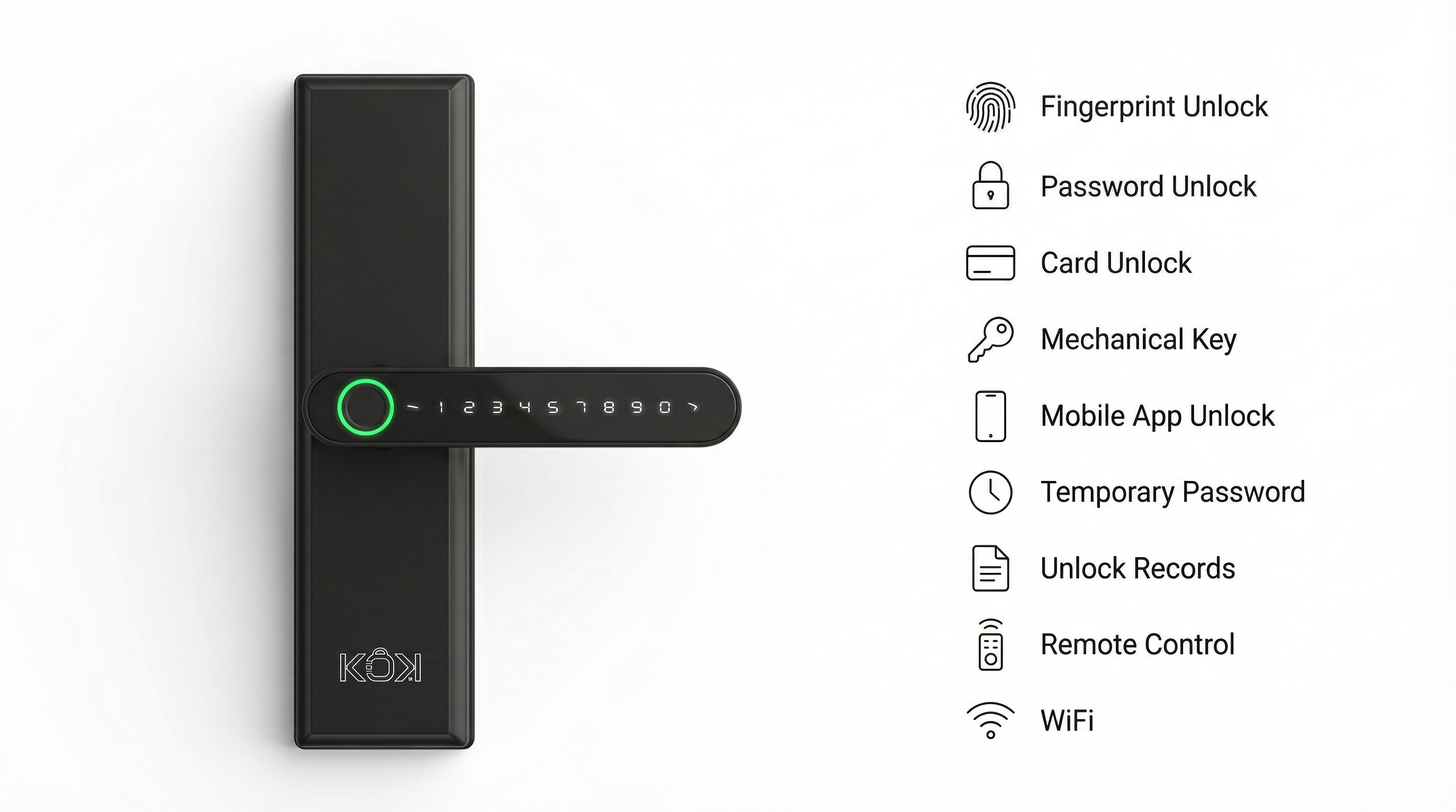 KOK Sentinel S3 Smart Lock - Matte Black Keypad Edition