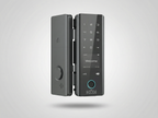 Digital door lock with keypad on a light gray background