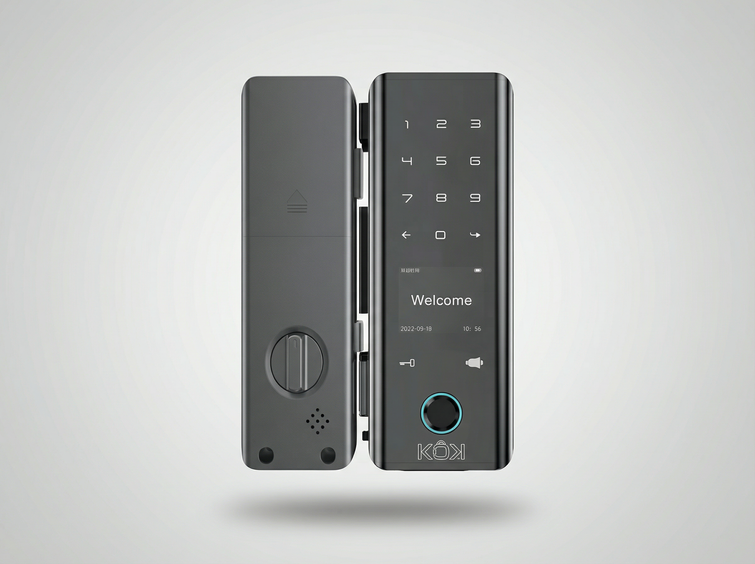 Digital door lock on a light gray background