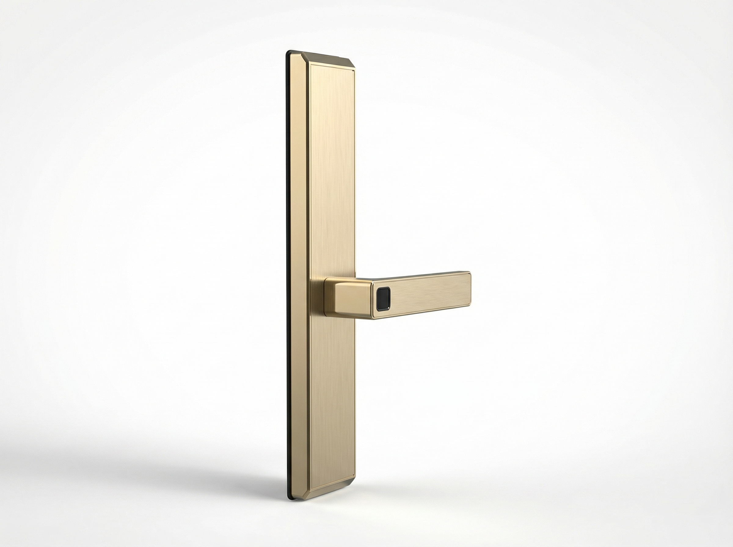 Gold door handle on a white background