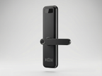 Black digital door lock with KOKI branding on a light gray background